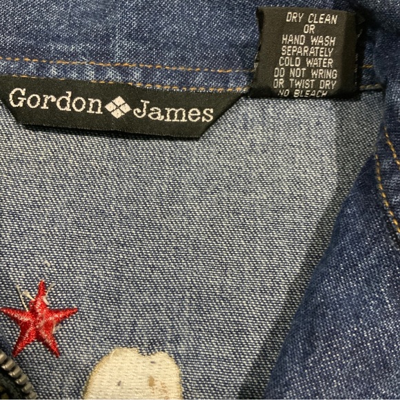 Gordon James Embellished Embroidery 80’s Padded Shoulder Western Denim Jacket - Picture 7 of 16